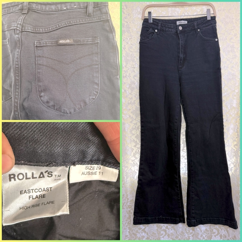 ROLLA'S Black Eastcoast High Rise Flare Jeans